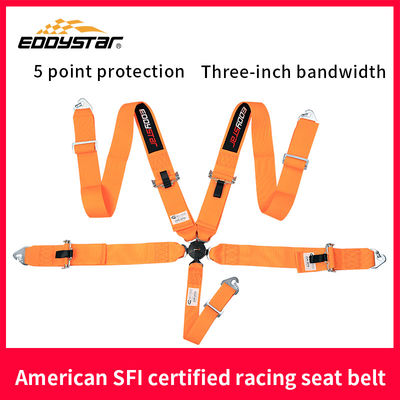 ποιότητας  EDDYSTAR Nylon Drift Car Racing Seat Belt Orange Color 5 Point Seat Belt εργοστάσιο